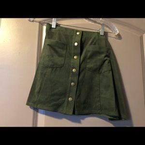 Forest green button up skirt